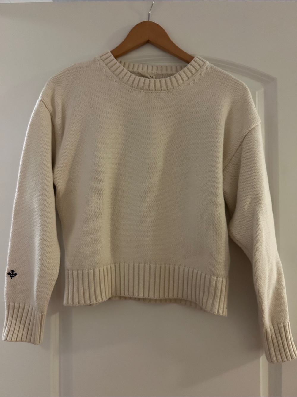 Marea by Liz Joy Crewneck Cotton Lake Sweater in Ivory